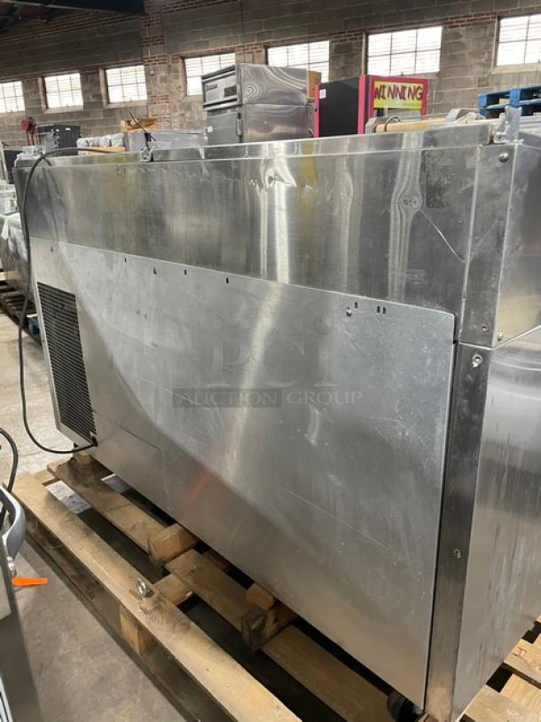 Nice! Continental Commercial Stainless Steel Refrigerated 2 Door Mega Top Pizza Prep Table! With Full Size Marble Cutting Board! With Poly Coated Wire Rack! Model: CPT67 SN: 145B2018! 115V 1 Phase! On Casters! Working When Removed! - Image 3 of 10