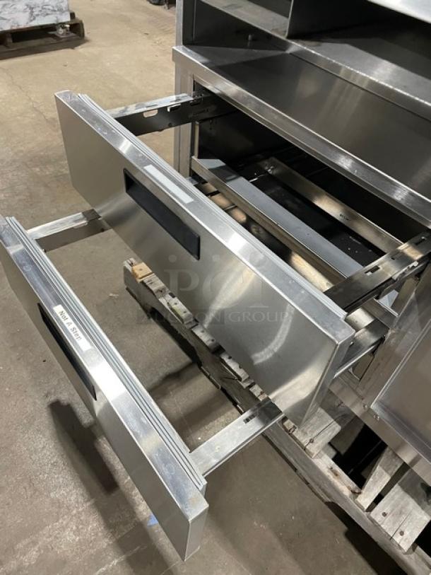 Duke Commercial Stainless Steel Modular Pizza Production Station! With Countertop Tri-Channel Cold Pan! With 2 Extendable Refrigerated Drawers! With Digital Thermostat! On Casters! 120V 1 Phase! Model: DPC-38-120-DWR-DR-NL M SN: 04196182! Working When Removed! - Image 7 of 9