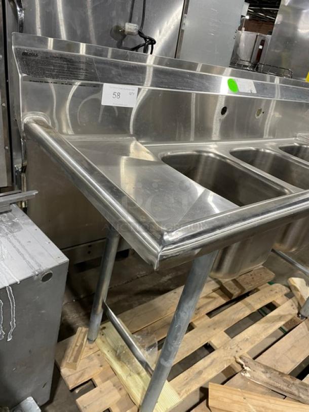 Eagle Commercial Stainless Steel 3 Compartment Sink! With 2 Drain Boards! On Legs! Model: 310-10-3-12-TB SN: 2006240196! - Image 2 of 8