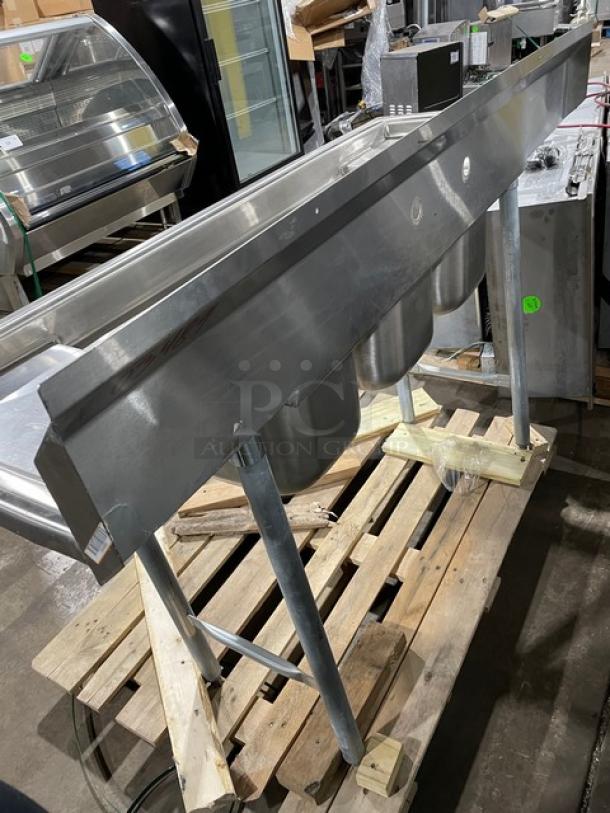 Eagle Commercial Stainless Steel 3 Compartment Sink! With 2 Drain Boards! On Legs! Model: 310-10-3-12-TB SN: 2006240196! - Image 4 of 8