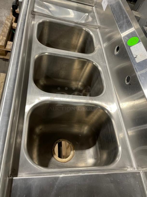 Eagle Commercial Stainless Steel 3 Compartment Sink! With 2 Drain Boards! On Legs! Model: 310-10-3-12-TB SN: 2006240196! - Image 5 of 8