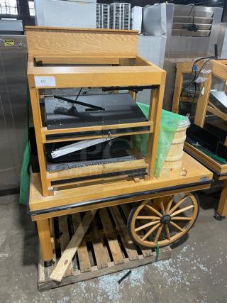 NICE! VINTAGE STYLE CMS Commercial High Quality Custom Wagon Style Display Fixture! On Casters! 120V! Model: GCT4G-556843 SN: 00412!