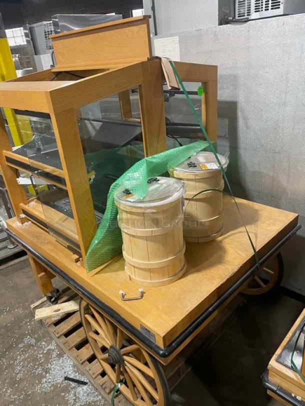 NICE! VINTAGE STYLE CMS Commercial High Quality Custom Wagon Style Display Fixture! On Casters! 120V! Model: GCT4G-556843 SN: 00412! - Image 3 of 9