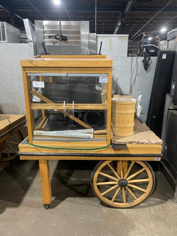 Nice! VINTAGE STYLE CMS Commercial High Quality Custom Wagon Style Display Fixture! On Casters! 120V! Model: GCT4G-556843! - Image 1 of 8