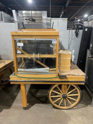Nice! VINTAGE STYLE CMS Commercial High Quality Custom Wagon Style Display Fixture! On Casters! 120V! Model: GCT4G-556843!