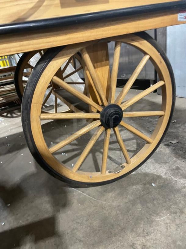 Nice! VINTAGE STYLE CMS Commercial High Quality Custom Wagon Style Display Fixture! On Casters! 120V! Model: GCT4G-556843! - Image 8 of 8