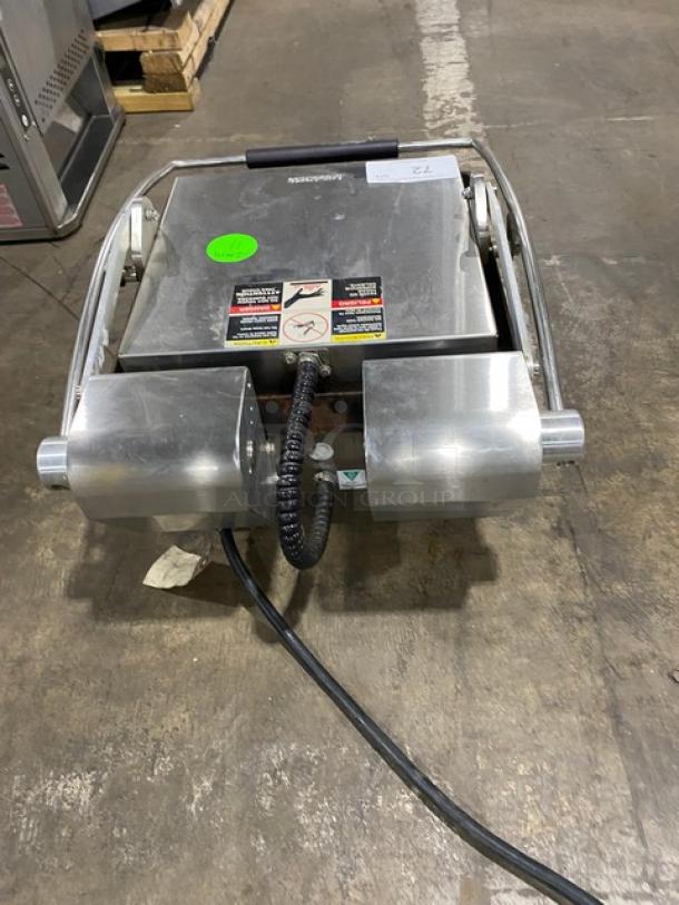 Star Pro-Max 2.0 Series Commercial Stainless Steel Electric Powered Two-Sided Panini Grill! With 14" Smooth Iron Plates! Model: PST14I SN: PST14I0915A0018! 240V! On Legs! Working When Removed! - Image 3 of 8