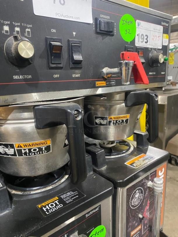 Bunn Soft Heat Series Commercial Stainless Steel Countertop Dual Coffee Brewer! With Hot Water Dispenser! With Smart SplashGard Funnels! With Soft Heat Portable Servers! Model: !DUAL SH SN: DUAL078945! 120/208V 1 Phase! On Legs! Working When Removed! - Image 5 of 7