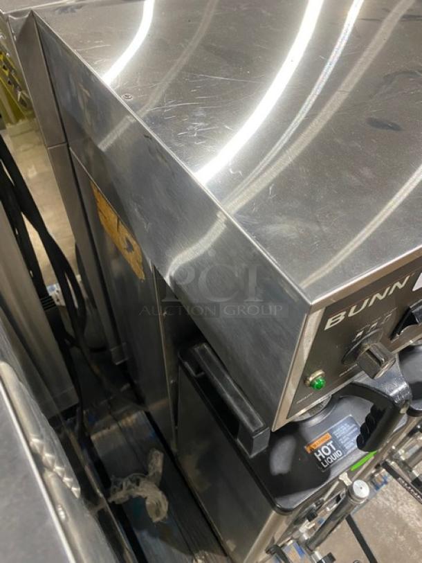 Bunn Soft Heat Series Commercial Stainless Steel Countertop Dual Coffee Brewer! With Hot Water Dispenser! With Smart SplashGard Funnels! With Soft Heat Portable Servers! Model: DUAL SH SN: DUAL065937! 120/208V 1 Phase! On Legs! Working When Removed! - Image 2 of 8