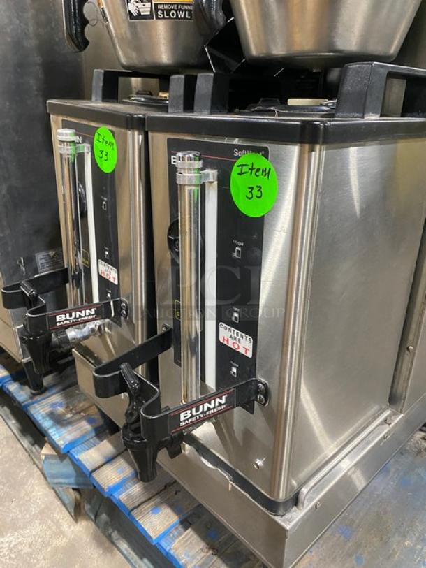 Bunn Soft Heat Series Commercial Stainless Steel Countertop Dual Coffee Brewer! With Hot Water Dispenser! With Smart SplashGard Funnels! With Soft Heat Portable Servers! Model: DUAL SH SN: DUAL065937! 120/208V 1 Phase! On Legs! Working When Removed! - Image 5 of 8
