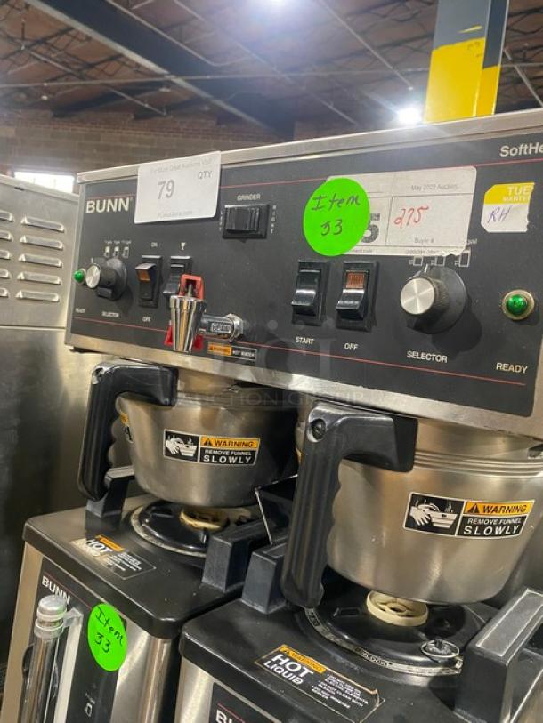Bunn Soft Heat Series Commercial Stainless Steel Countertop Dual Coffee Brewer! With Hot Water Dispenser! With Smart SplashGard Funnels! With Soft Heat Portable Servers! Model: DUAL SH SN: DUAL065937! 120/208V 1 Phase! On Legs! Working When Removed! - Image 6 of 8
