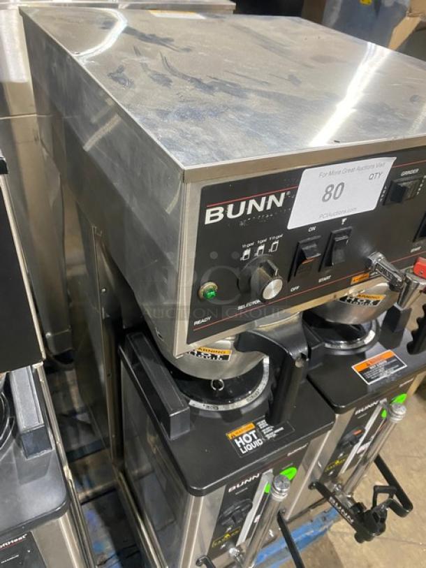 Bunn Soft Heat Series Commercial Stainless Steel Countertop Dual Coffee Brewer! With Hot Water Dispenser! With Smart SplashGard Funnels! With Soft Heat Portable Servers! Model: DUAL SH SN: DUAL05518! 120/208V 1 Phase! On Legs! Working When Removed! - Image 2 of 9