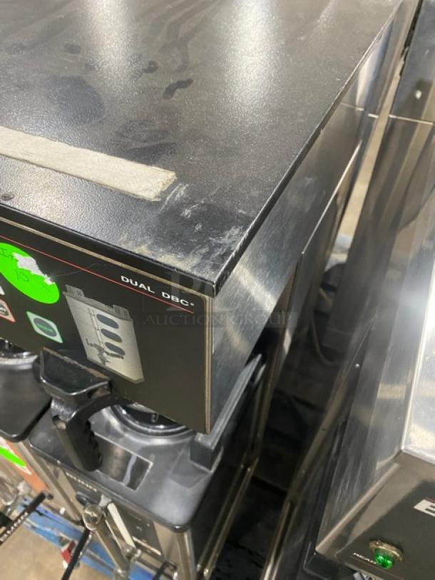 Bunn Soft Heat DBC Series Commercial Stainless Steel Countertop Dual Coffee Brewer! With Digital Brewer Controls! With Hot Water Dispenser! With Smart SplashGard Funnels! With Soft Heat Portable Servers! Model: DUAL SH DBC SN: DUAL134718! 120/208-240V 1 Phase! On Legs! Working When Removed! - Image 2 of 9
