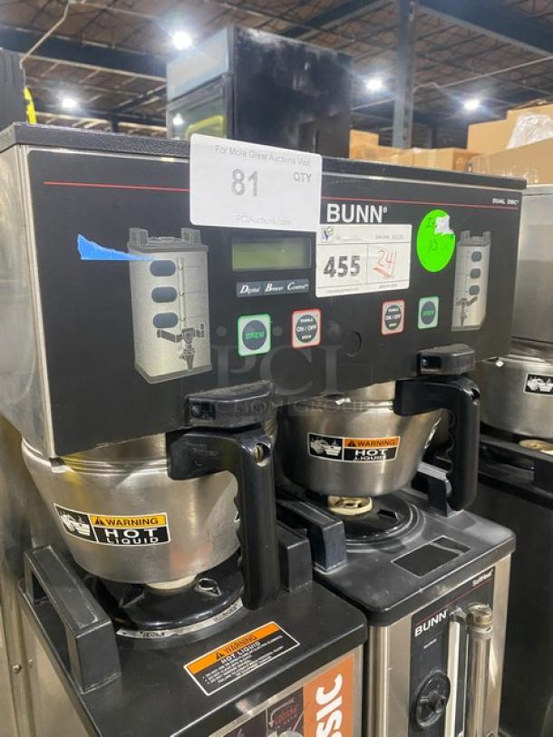 Bunn Soft Heat DBC Series Commercial Stainless Steel Countertop Dual Coffee Brewer! With Digital Brewer Controls! With Hot Water Dispenser! With Smart SplashGard Funnels! With Soft Heat Portable Servers! Model: DUAL SH DBC SN: DUAL134718! 120/208-240V 1 Phase! On Legs! Working When Removed! - Image 6 of 9