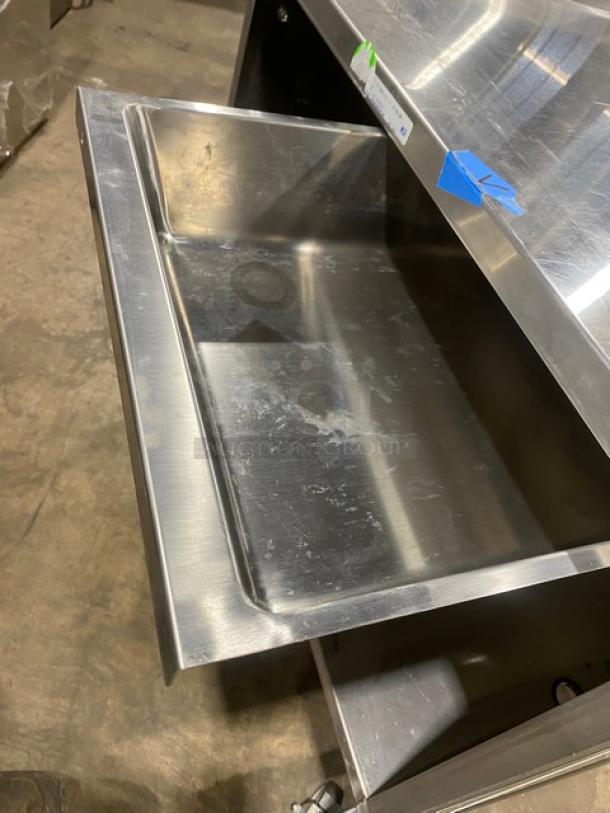 National Cart Commercial Stainless Steel Customized Worktop Cart! With Enclosed Storage Base! With Single Pull-Out Drawer! With 2 Front Drop-Down Folding Shelves! With Overhead Bracket! On Casters! - Image 6 of 8