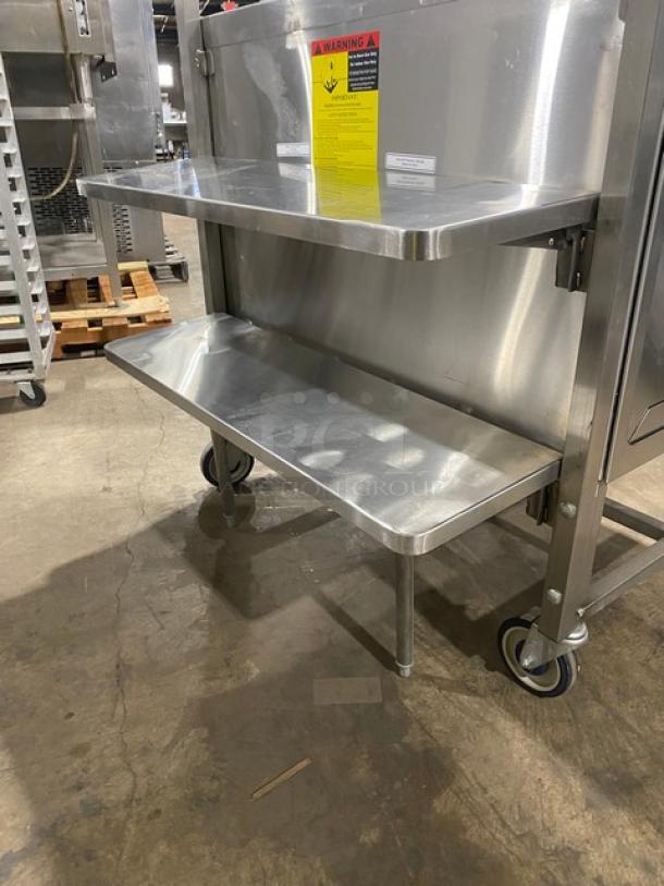 National Cart Commercial Stainless Steel Customized Worktop Cart! With Enclosed Storage Base! With Single Pull-Out Drawer! With 2 Front Drop-Down Folding Shelves! With Overhead Bracket! On Casters! - Image 8 of 8