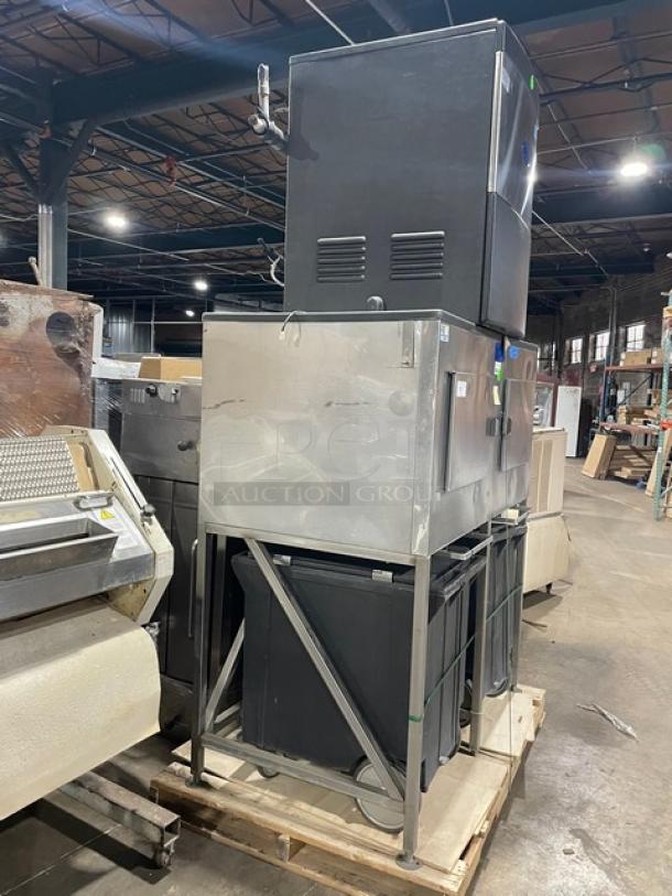 Sweet! Howe Commercial Stainless-Steel 1500LBS Rapid Heavy-Duty Ice Flaker Machine Head! With Howe Dual Bay Mobile Ice Storage Bin Systems! On Stand With Legs! Model: CP1500 SN: 1500F02B1337! With Howe Mobile Express Rolling Ice Carts! Model: CP200H! - Image 3 of 10