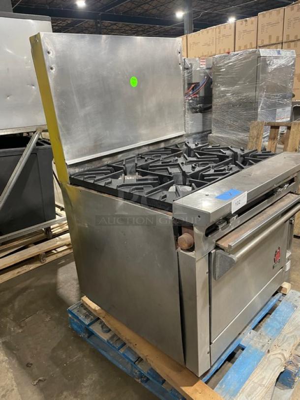 Great! Wolf Commercial Stainless Steel Natural Gas Powered Wide Body 4 Burner Range! With Full Size Oven Underneath! With Back Splash! With Wire Oven Racks! On Casters! Working When Removed! - Image 2 of 9