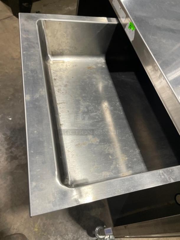 National Cart Commercial Stainless Steel Customized Worktop Cart! With Enclosed Storage Base! With Single Pull-Out Drawer! With 2 Front Drop-Down Folding Shelves! With Overhead Bracket! On Casters! - Image 6 of 8