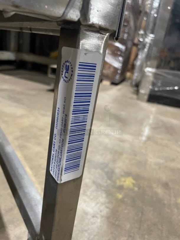National Cart Commercial Stainless Steel Customized Worktop Cart! With Enclosed Storage Base! With Single Pull-Out Drawer! With 2 Front Drop-Down Folding Shelves! With Overhead Bracket! On Casters! - Image 7 of 8
