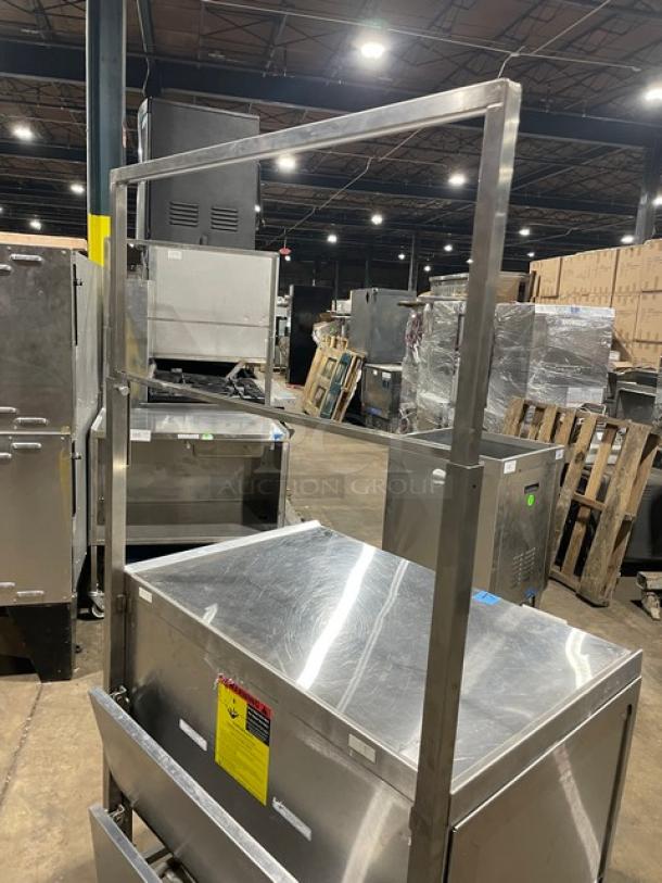 National Cart Commercial Stainless Steel Customized Worktop Cart! With Enclosed Storage Base! With Single Pull-Out Drawer! With 2 Front Drop-Down Folding Shelves! With Overhead Bracket! On Casters! - Image 9 of 9