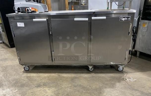 Leader Commercial Stainless Steel Refrigerated 3 Door Low Boy/Worktop Cooler! With Wire Shelves! On Casters! 115V 1 Phase! Model: LB72 R SN: PS043062! - Image 1 of 8