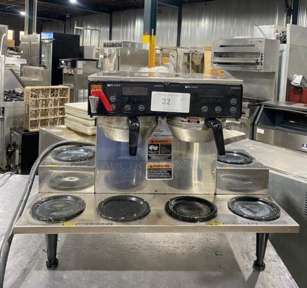 Bunn Commercial Stainless Steel Countertop Coffee Brewer! With 6 Warmers! With Hot Water Dispenser! On Legs! 120/208-240V 1 Phase! Model: AXIOM 0/6 TWIN SN: AXTN034443! - Image 1 of 10