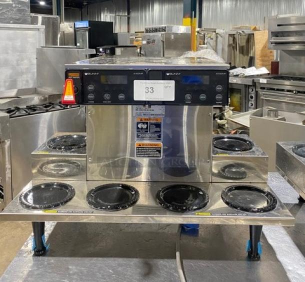 Bunn Commercial Stainless Steel Countertop Coffee Brewer! With 6 Warmers! With Hot Water Dispenser! On Legs! 120/208-240V 1 Phase! Model: AXIOM 0/6 TWIN SN: AXTN040552! - Image 1 of 8
