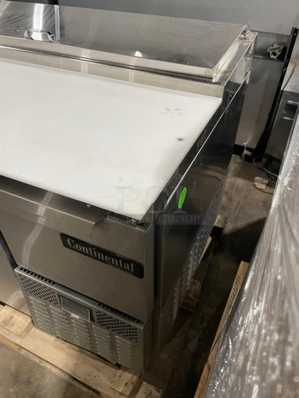 Continental Commercial Stainless Steel 4 Door Refrigerated Mega Top Pizza Prep Table! With Poly Coated Wire Racks! With Removable Cutting Boards! Model: CPA93 SN: 15935824! 115V 1 Phase! Working When Removed! - Image 2 of 10