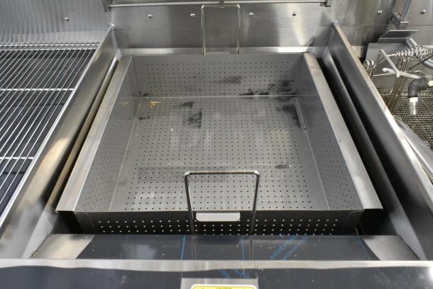 BRAND NEW SCRATCH AND DENT!  Giles EOF-24 WIFI Stainless Steel Commercial Electric Powered 3 Bay Deep Fat Fryer w/ Dumping Station on Commercial Casters. 480 Volts, 3 Phase. - Image 9 of 21