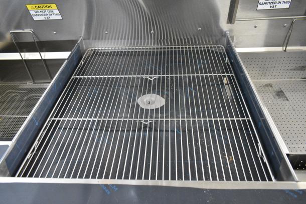 BRAND NEW SCRATCH AND DENT!  Giles EOF-24 WIFI Stainless Steel Commercial Electric Powered 3 Bay Deep Fat Fryer w/ Dumping Station on Commercial Casters. 480 Volts, 3 Phase. - Image 10 of 21
