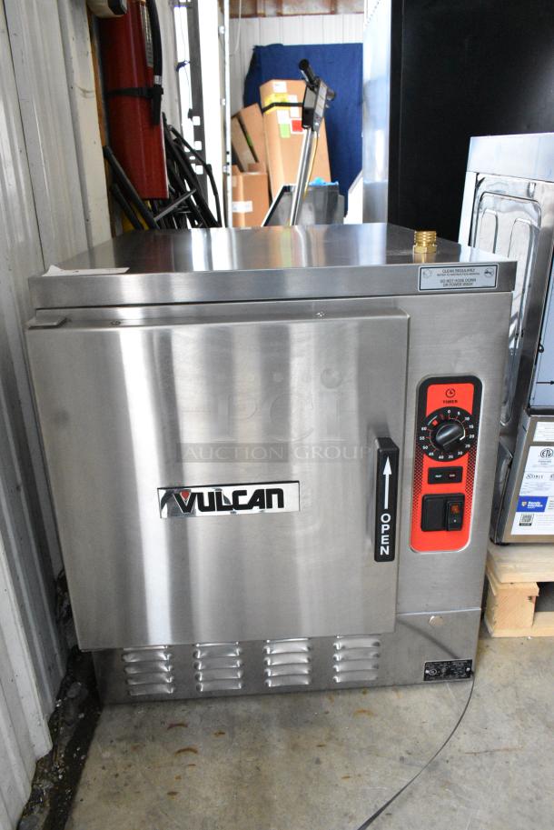 BRAND NEW SCRATCH AND DENT!  Vulcan C24EA5 Stainless Steel Commercial Countertop Electric Powered Single Deck Steam Cabinet. 208-240 Volts, 1/3 Phase. - Image 1 of 5