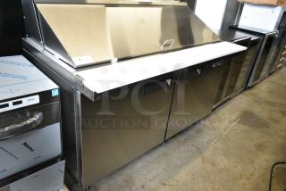BRAND NEW SCRATCH AND DENT!  2023 Avantco 178APT60MHC Stainless Steel Commercial Sandwich Salad Prep Table Bain Marie Mega Top on Commercial Casters. 115 Volts, 1 Phase. Tested and Working!