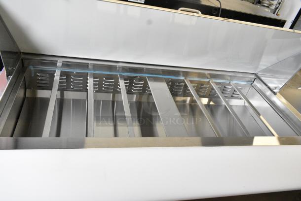 BRAND NEW SCRATCH AND DENT!  2023 Avantco 178APT60MHC Stainless Steel Commercial Sandwich Salad Prep Table Bain Marie Mega Top on Commercial Casters. 115 Volts, 1 Phase. Tested and Working! - Image 4 of 8