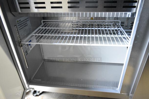 BRAND NEW SCRATCH AND DENT!  2023 Avantco 178APT60MHC Stainless Steel Commercial Sandwich Salad Prep Table Bain Marie Mega Top on Commercial Casters. 115 Volts, 1 Phase. Tested and Working! - Image 6 of 8