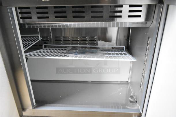 BRAND NEW SCRATCH AND DENT!  2023 Avantco 178APT60MHC Stainless Steel Commercial Sandwich Salad Prep Table Bain Marie Mega Top on Commercial Casters. 115 Volts, 1 Phase. Tested and Working! - Image 7 of 8