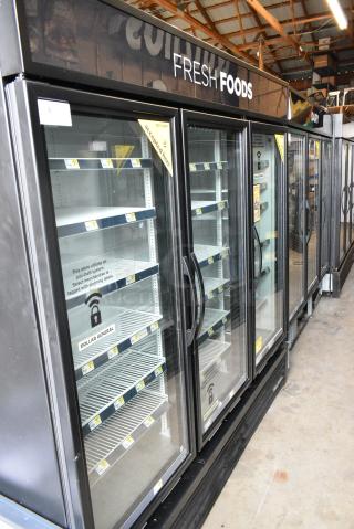 2018 True GDM-72-HC Metal Commercial 3 Door Reach In Cooler Merchandiser w/ Poly Coated Racks. 115 Volts, 1 Phase. Tested and Working!