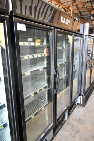 2018 True GDM-72-HC Metal Commercial 3 Door Reach In Cooler Merchandiser w/ Poly Coated Racks. 115 Volts, 1 Phase. Tested and Working!
