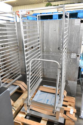 BRAND NEW! Metal Commercial Roll In Pan Rack on Commercial Casters for BKI Roll In Rack Combi Convection Oven.