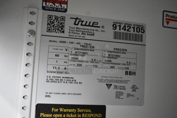 2017 True GDM-72F-HC Metal Commercial 3 Door Reach In Freezer Merchandiser w/ Poly Coated Racks. 208-230 Volts, 1 Phase. Tested and Working! - Image 6 of 6