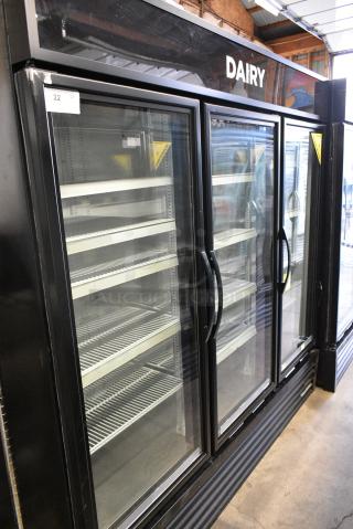 2017 True GDM-72-HC Metal Commercial 3 Door Reach In Cooler Merchandiser w/ Poly Coated Racks. 115 Volts, 1 Phase. Tested and Working!