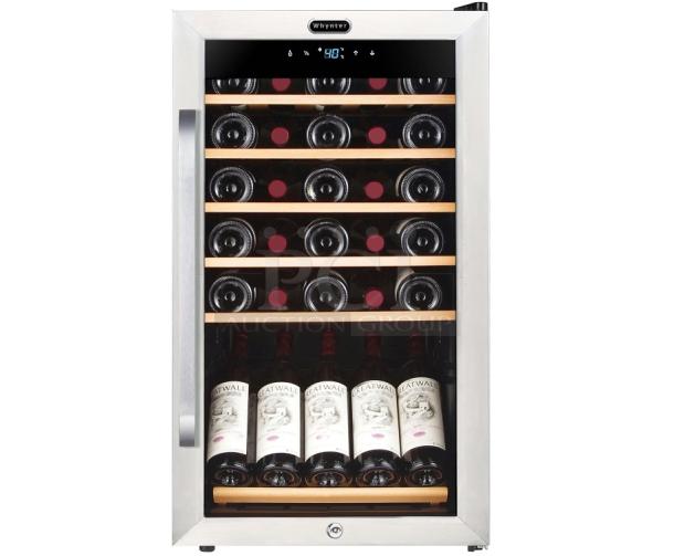 BRAND NEW SCRATCH AND DENT! Whynter FWC-341TS 34 Bottle Freestanding Stainless Steel Wine Refrigerator with Display Shelf and Digital Control. 115 Volts, 1 Phase. Tested and Working! - Image 1 of 5