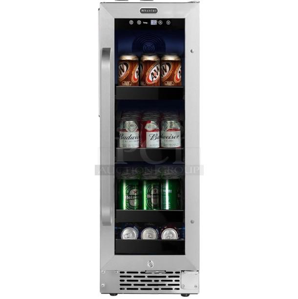 BRAND NEW SCRATCH AND DENT! Whynter BBR-638SB Built-in Under Counter 12 inch Beverage Refrigerator and Cooler, Fridge with Glass Door, 2.0 Cubic Feet, Stainless, 75 Capacity. 115 Volts, 1 Phase. Tested and Working! - Image 1 of 5
