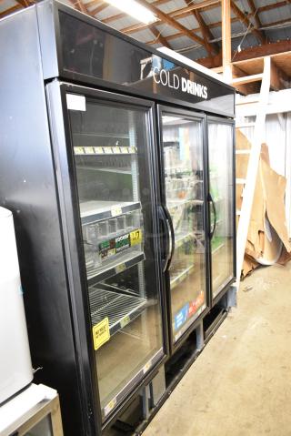 2018 True GDM-72-HC Metal Commercial 3 Door Reach In Cooler Merchandiser w/ Poly Coated Racks. 115 Volts, 1 Phase. Tested and Working!