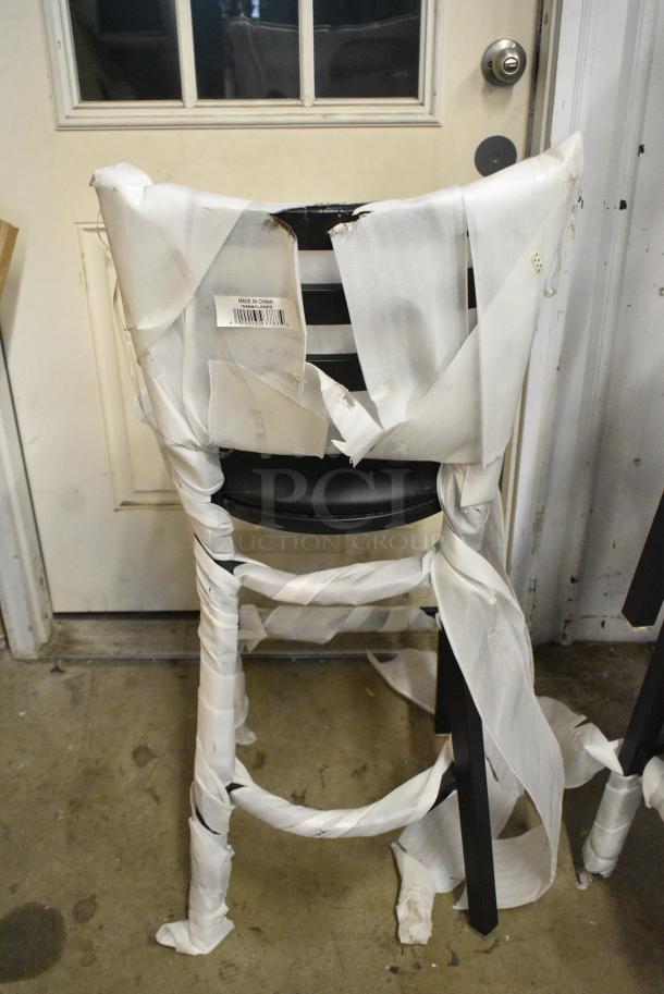 12 BRAND NEW SCRATCH AND DENT! Black Metal Ladder Back Chairs Including 164BMTLADFR Bar Height Chairs. Missing Some Cushions. 12 Times Your Bid! - Image 3 of 4