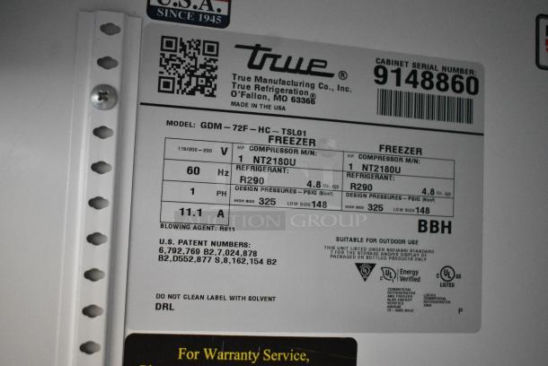 2017 True GDM-72F-HC Metal Commercial 3 Door Reach In Freezer Merchandiser w/ Poly Coated Racks. 208-230 Volts, 1 Phase. Tested and Working! - Image 5 of 5