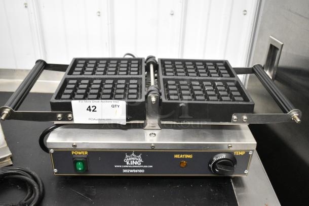 2023 Carnival King 382WBS180 Stainless Steel Commercial Countertop Single Brussels Belgian Waffle Maker. 120 Volts, 1 Phase. Tested and Working! - Image 1 of 6