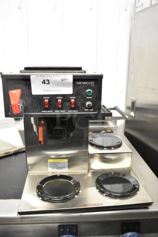 Newco NKLP3AF Stainless Steel Commercial Countertop 3 Burner Coffee Machine w/ Hot Water Dispenser. 120 Volts, 1 Phase.