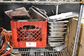 ALL ONE MONEY! Lot of Approximately 23 Items Including Stainless Steel Drop In Bins and Lids.