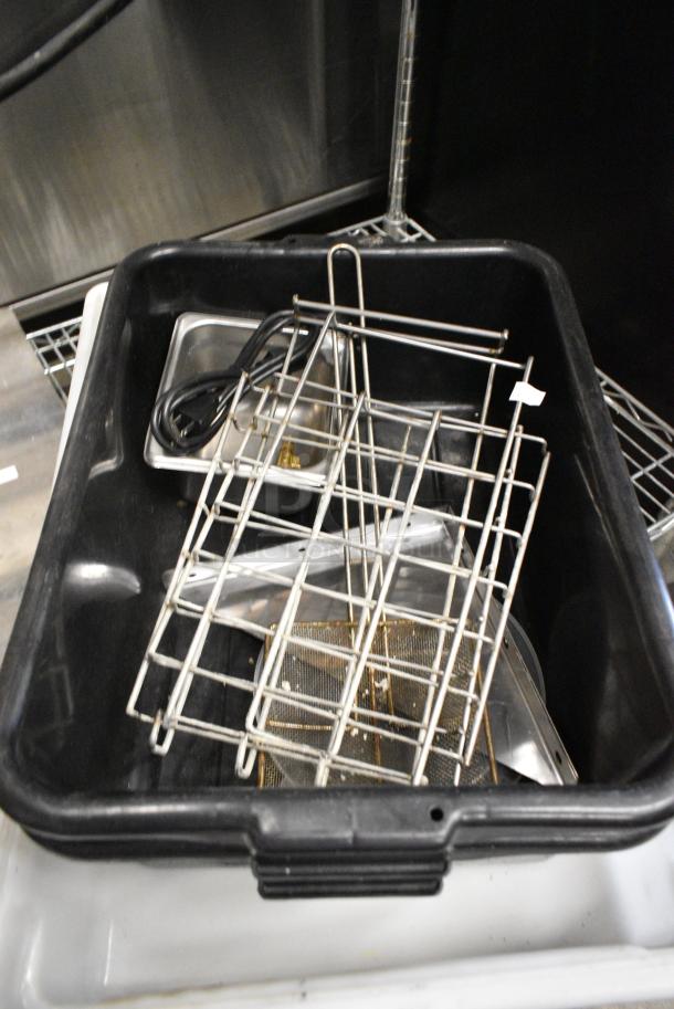 ALL ONE MONEY! Lot of Various Items Including Black Poly Bus Bins, White Bin, Splash Guard and Metal Stand. - Image 4 of 9